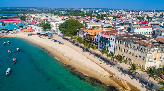 Aerial view of Stone Town's waterfront